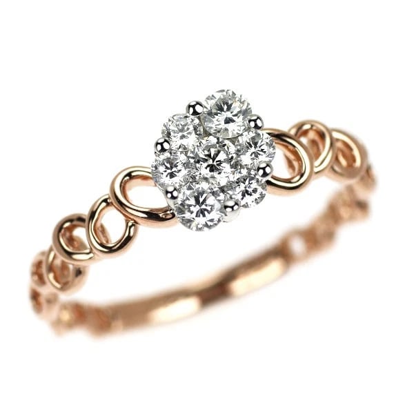 K18WG/PG DIAMOND RING: K18WG/PG diamond ring Brand: None Type: rings Material: K18WG/PG, Main Stone/Creation Natural Color: WG/PG Size: 5.5 - 5.75US Accessories: None Accessories Notice: When purchasing pre-owned goods,