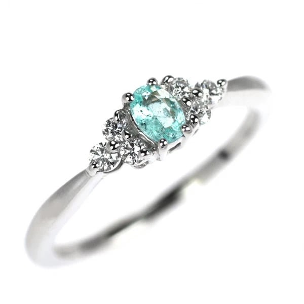 PT950 PARAIBA TOURMALINE DIAMOND RING: Pt950 Paraiba Tourmaline Diamond Ring Brand: None Type: rings Material: Pt950, Main Stone/Creation tourmaline Side Stonediamonds Color: Silver Size: 5.5 - 5.75US Accessories: None Accessor