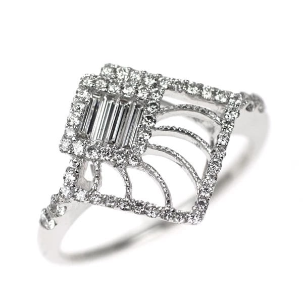 K18WG DIAMOND RING: K18WG diamond ring Brand: None Type: rings Material: K18WG, Main Stone/Creation Natural Color: White Gold Size: US 6 Accessories: None Accessories Notice: When purchasing pre-owned goods,