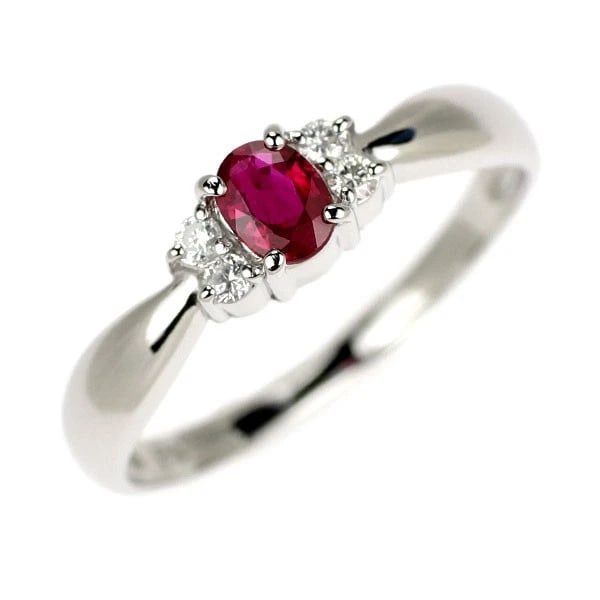 PT900 RUBY DIAMOND RING: Pt900 ruby diamond ring Brand: None Type: rings Material: Pt900, Main Stone/Creation rubysidestonediamond Color: Silver Size: US 4 Accessories: None Accessories Notice: When purchasing pre-owned