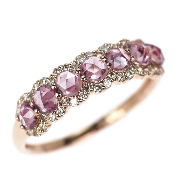 K18PG PINK SAPPHIRE DIAMOND RING: K18PG pink sapphire diamond ring Brand: None Type: rings Material: K18PG, Main Stone/Creation Sapphiresidestonediamond Color: Pink Gold Size: US 6 Accessories: None Accessories Notice: Whe