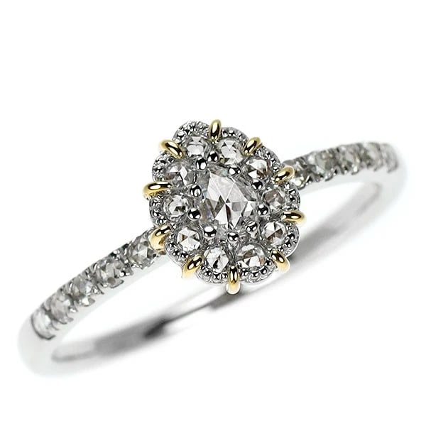 PT900/ K18YG ROSE CUT DIAMOND RING: Pt900/ K18YG Rose Cut Diamond Ring Brand: None Type: rings Material: Pt900/ K18YG, Main Stone/Creation Natural Color: Silver,YG Size: US 7.25 Accessories: None Accessories Notice: When pur