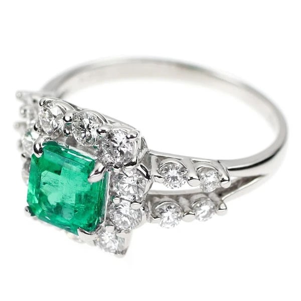PT900 EMERALD DIAMOND RING - 2