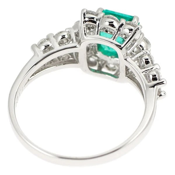 PT900 EMERALD DIAMOND RING - 3
