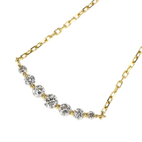 AGATE K18YG DIAMOND PENDANT NECKLACE: Agate K18YG diamond pendant necklace Brand: Agete Type: pendant necklace Material: K18YG, Main Stone/Creation Natural Color: YEllow Gold Size: Necklace: Chain Length?45.5cm Accessories: None