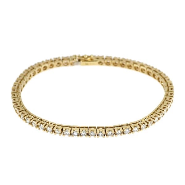 K18YG TENNIS DIAMOND BRACELET: K18YG TENNIS DIAMOND BRACELET Brand: None Type: bracelets Material: K18YG, Main Stone/Creation Natural Color: YEllow Gold Size: Length/Width/Diameter (CM) 3.9 Accessories: None Accessories Notice: