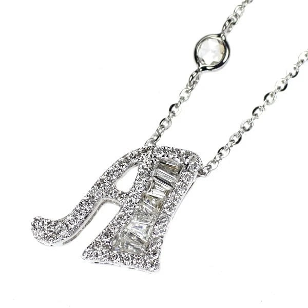 K18WG DIAMOND PENDANT NECKLACE: K18WG Diamond Pendant Necklace Brand: None Type: pendant necklace Material: K18WG, Main Stone/Creation Natural Color: white Gold Size: Necklace: Chain Length?45cm Accessories: None Accessories