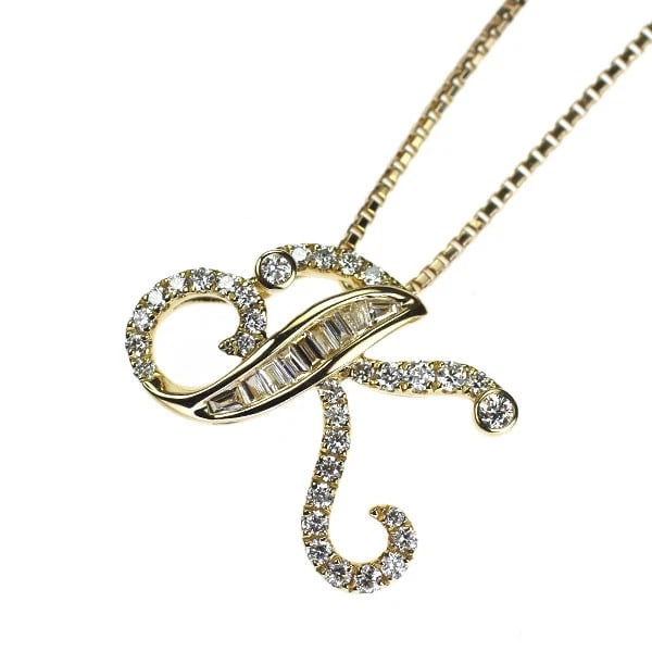 K18YG DIAMOND PENDANT NECKLACE: K18YG diamond pendant necklace Brand: None Type: pendant necklace Material: K18YG, Main Stone/Creation Natural Color: yellow Gold Size: Necklace: Chain Length?45cm Accessories: None Accessories
