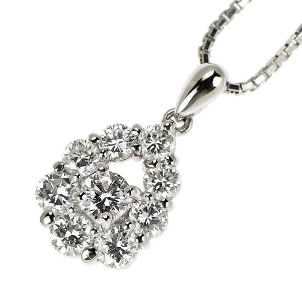 PT900/ PT850 DIAMOND PENDANT NECKLACE: Pt900/ Pt850 Diamond Pendant Necklace Brand: None Type: pendant necklace Material: Pt900/ Pt850, Main Stone/Creation Natural Color: Silver Size: Necklace: Chain Length40cm Accessories: None