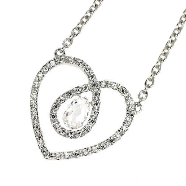 K18WG DIAMOND PENDANT NECKLACE: K18WG Diamond Pendant Necklace Brand: None Type: pendant necklace Material: K18WG, Main Stone/Creation Natural Color: white Gold Size: Necklace: Chain Length 40cm Accessories: None Accessories