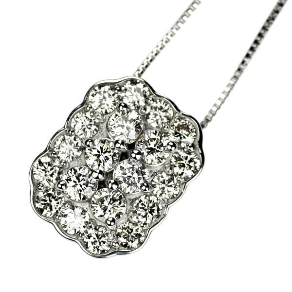K18WG DIAMOND PENDANT NECKLACE: K18WG DIAMOND PENDANT NECKLACE Brand: None Type: pendant necklace Material: K18WG, Main Stone/Creation Natural Color: white Gold Size: Necklace: Chain Length ?45cm Accessories: None Accessories