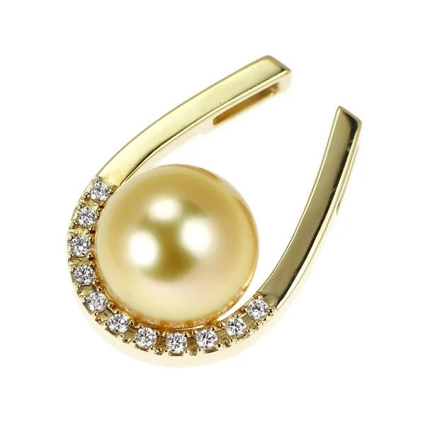TASAKI PEARL K18YG GOLDEN PEARL DIAMOND PENDANT TOP: Tasaki Pearl K18YG Golden Pearl Diamond Pendant Top Brand: Tasaki Pearl Type: pendant top Material: K18YG, Main Stone/Creation Natural Color: YEllow Gold Size: Length/Width/Diameter (CM)21.0