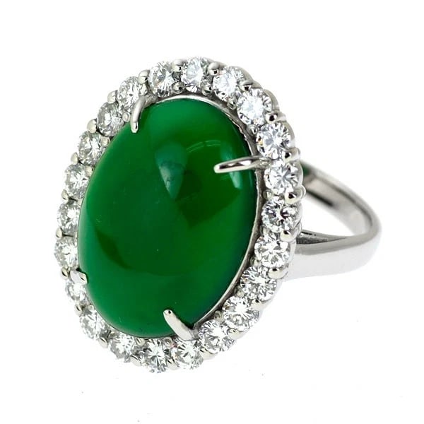 PT900 JADE DIAMOND RING - 2