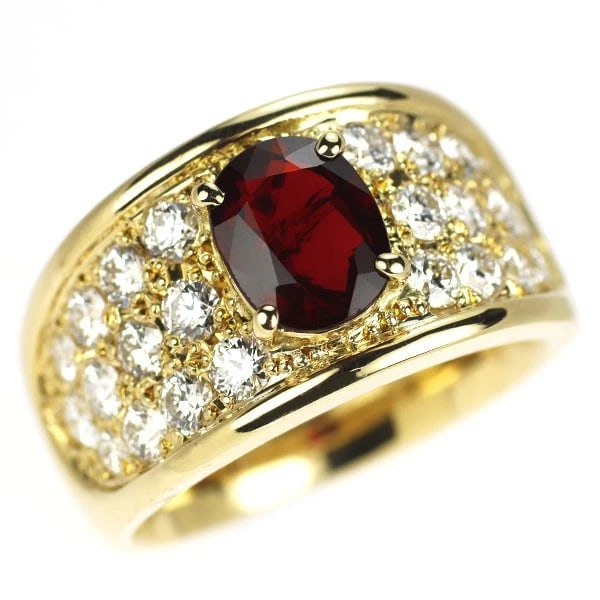 K18YG RUBY DIAMOND RING: K18YG Ruby Diamond Ring Brand: None Type: rings Material: K18YG, Main Stone/Creation rubySideStoneDiamond Color: YEllow Gold Size: US 6.25 - 6.5 Accessories: None Accessories Notice: When
