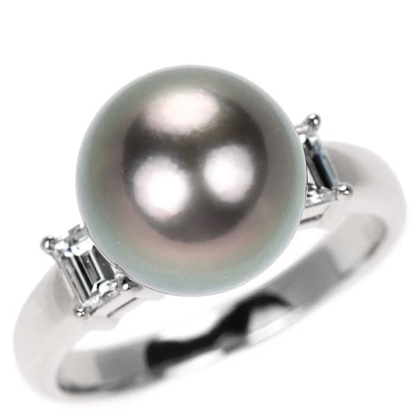 TASAKI PEARL PT900 BLACK PEARL DIAMOND RING: Tasaki Pearl Pt900 Black Pearl Diamond Ring Brand: Tasaki Pearl Type: rings Material: PT900, Main Stone/Creation pearlSideStoneDiamond Color: Silver Size: US 5.5 - 5.75 Accessories: None Accessories