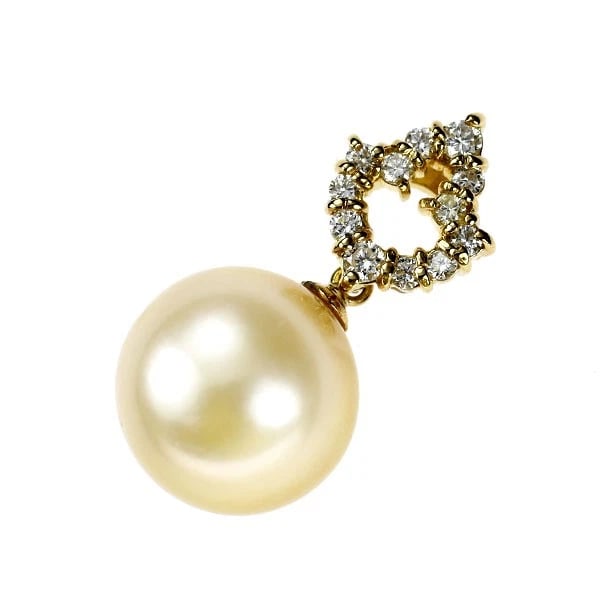 K18YG GOLDEN PEARL/PEARL DIAMOND PENDANT: K18YG golden pearl/pearl diamond pendant Brand: None Type: pendant top Material: K18YG, Main Stone/Creation pearlSideStoneDiamond Color: YEllow Gold Size: Length/Width/Diameter (CM)24.0 Accessorie