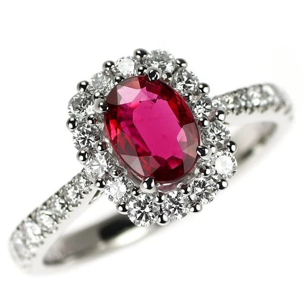 PT900 RUBY DIAMOND RING: Pt900 Ruby Diamond Ring Brand: None Type: rings Material: PT900, Main Stone/Creation rubySideStoneDiamond Color: Silver Size: 6.75 - 7US Accessories: None Accessories Notice: When purchasi