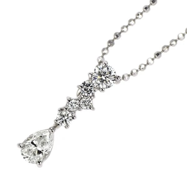 PT900/ PT850 PEAR SHAPE DIAMOND PENDANT NECKLACE: Pt900/ Pt850 Pear Shape Diamond Pendant Necklace Brand: None Type: pendant necklace Material: Pt900/ Pt850, Main Stone/Creation Natural Color: Silver Size: Necklace: Chain Length ?45cm Accessories: