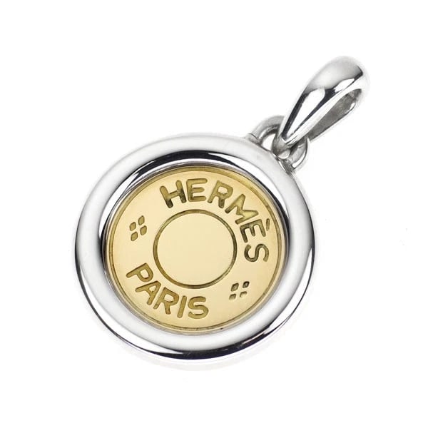 HERMES K18YG/ SV PENDANT TOP: Hermes K18YG/ SV Pendant top Brand: Hermes Type: pendant top Material: K18YG/ SV, Color: Yellow Gold Size: Length/Width/Diameter (CM) 30.4 Accessories: None Accessories Notice: When purchasing