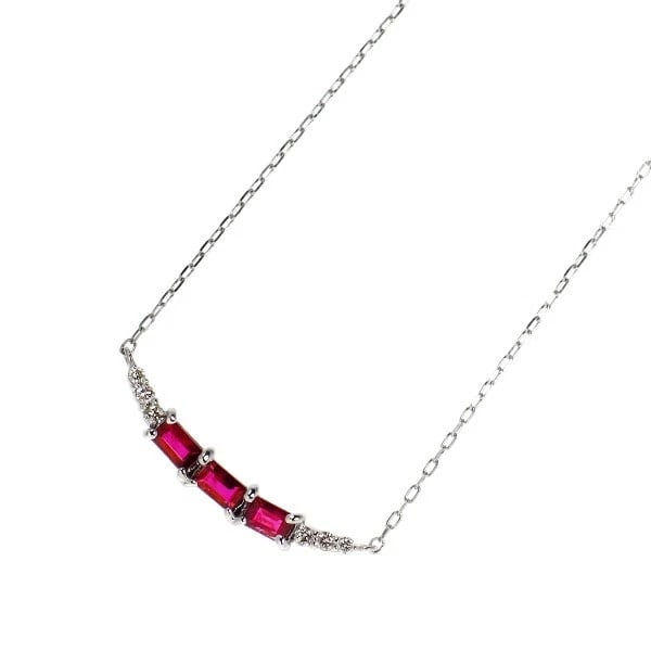PT950/ PT850 RUBY DIAMOND PENDANT NECKLACE: Pt950/ Pt850 Ruby Diamond Pendant Necklace Brand: None Type: pendant necklace Material: Pt950/ Pt850, Main Stone/Creation ruby SideStoneDiamond Color: Silver Size: Necklace: Chain Length?47cm Acce