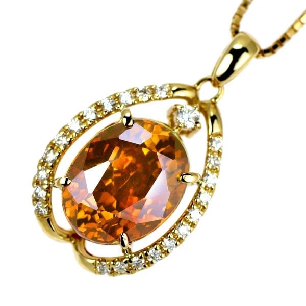 K18YG SPHALERITE DIAMOND PENDANT NECKLACE: K18YG Sphalerite Diamond Pendant Necklace Brand: None Type: pendant necklace Material: K18YG, Main Stone/Creation Natural Color: Yellow Gold Size: Necklace: Chain Length?45cm Accessories: None