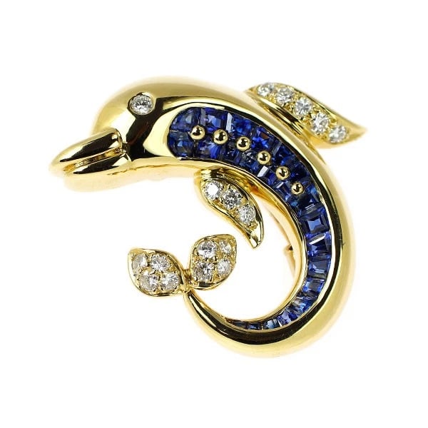 K18YG SAPPHIRE DIAMOND BROOCH AND PENDANT TOP: K18YG Sapphire Diamond Brooch and Pendant Top Brand: None Type: brooch Material: K18YG, Main Stone/Creation sapphireSideStoneDiamond Color: Yellow Gold Size: Length/Width/Diameter (CM)26.1