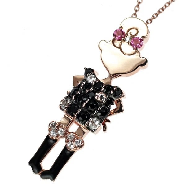 PONTE VECCHIO ENAMEL/K9PG BLACK SPINEL COLORED STONE DIAMOND PENDANT NECKLACE: Ponte Vecchio Enamel/K9PG Black Spinel Colored Stone Diamond Pendant Necklace Brand: Pontevecchio Type: pendant necklace Material: Enamel/K9PG, Main Stone/Creation Natural Color: Pink Gold Size: