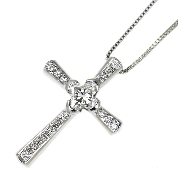 K18WG LILY CUT DIAMOND PENDANT NECKLACE: K18WG Lily Cut Diamond Pendant Necklace Brand: None Type: pendant necklace Material: K18WG, Main Stone/Creation Natural Color: WHite Gold Size: Necklace: Chain Length40cm Accessories: None