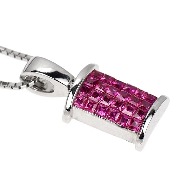 K18WG RUBY DIAMOND PENDANT NECKLACE - 2