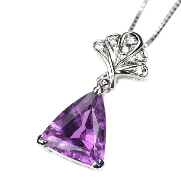 K18WGSAPPHIRE DIAMOND PENDANT NECKLACE: K18WGSapphire Diamond Pendant Necklace Brand: None Type: pendant necklace Material: K18WG, Main Stone/Creation sapphires Color: WHITE GOLD Size: Necklace: Chain Length?45.5cm Accessories: None