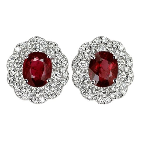 PT900 RUBY DIAMOND EARRINGS: Pt900 Ruby Diamond Earrings Brand: None Type: piercing Material: Pt900, Main Stone/Creation Ruby Color: Silver Size: Length/Width/Diameter (CM) 12.3 Accessories: None Accessories Notice: When