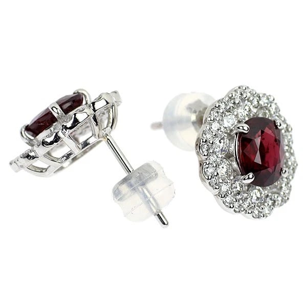 PT900 RUBY DIAMOND EARRINGS - 2