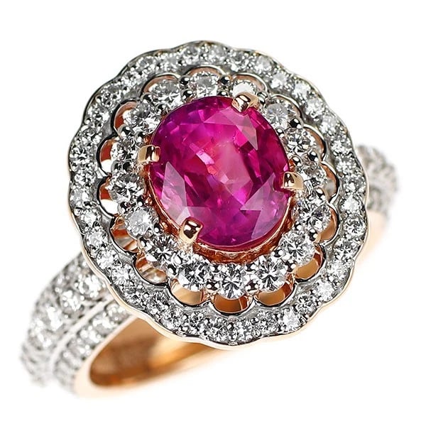 K18WG/PG RUBY DIAMOND RING: K18WG/PG Ruby Diamond Ring Brand: None Type: rings Material: K18WG/PG, Main Stone/Creation Ruby Color: WG,PG Size: 6.75 - 7US Accessories: None Accessories Notice: When purchasing pre-owned goods,