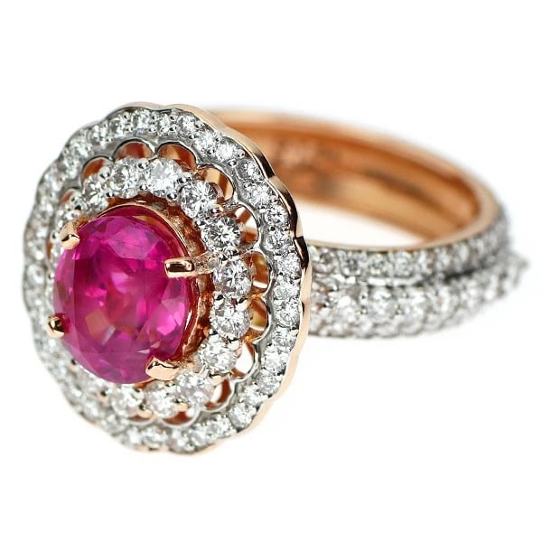K18WG/PG RUBY DIAMOND RING - 2