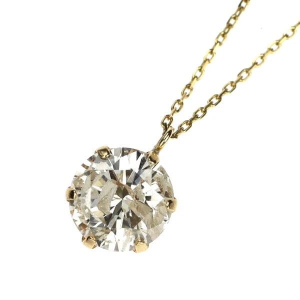 K18YG DIAMOND PENDANT NECKLACE: K18YG Diamond Pendant Necklace Brand: None Type: pendant necklace Material: K18YG, Main Stone/Creation Natural Color: Yellow Gold Size: Necklace: Chain Length 40cm Accessories: None Accessories
