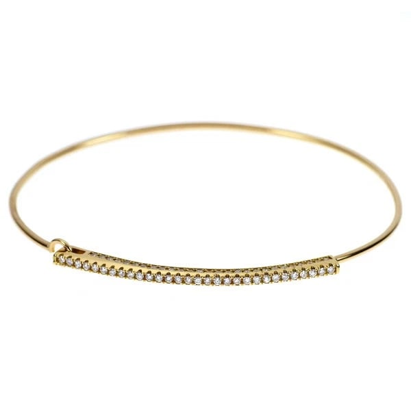 K18YG DIAMOND BANGLE: K18YG diamond bangle Brand: None Type: bangles Material: K18YG, Main Stone/Creation Natural Color: Yellow Gold Size: Length/Width/Diameter (CM) 2.3 Accessories: None Accessories Notice: When