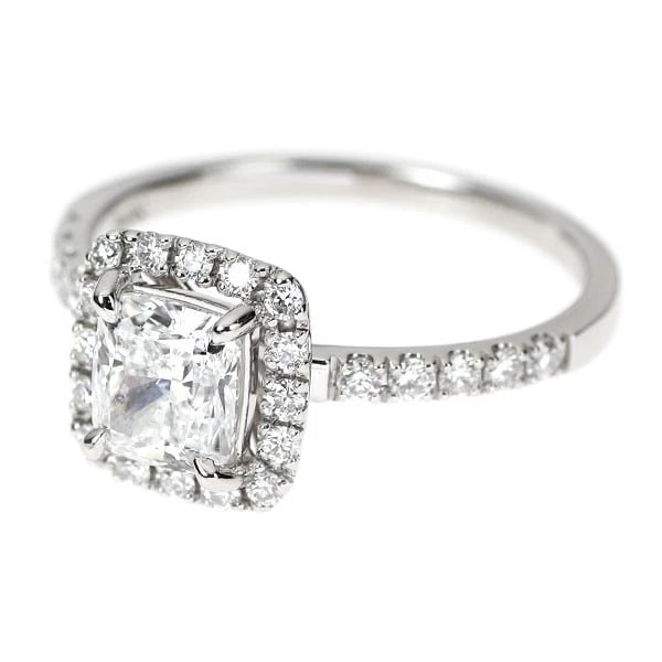 PT950 CUSHION CUT DIAMOND RING - 2