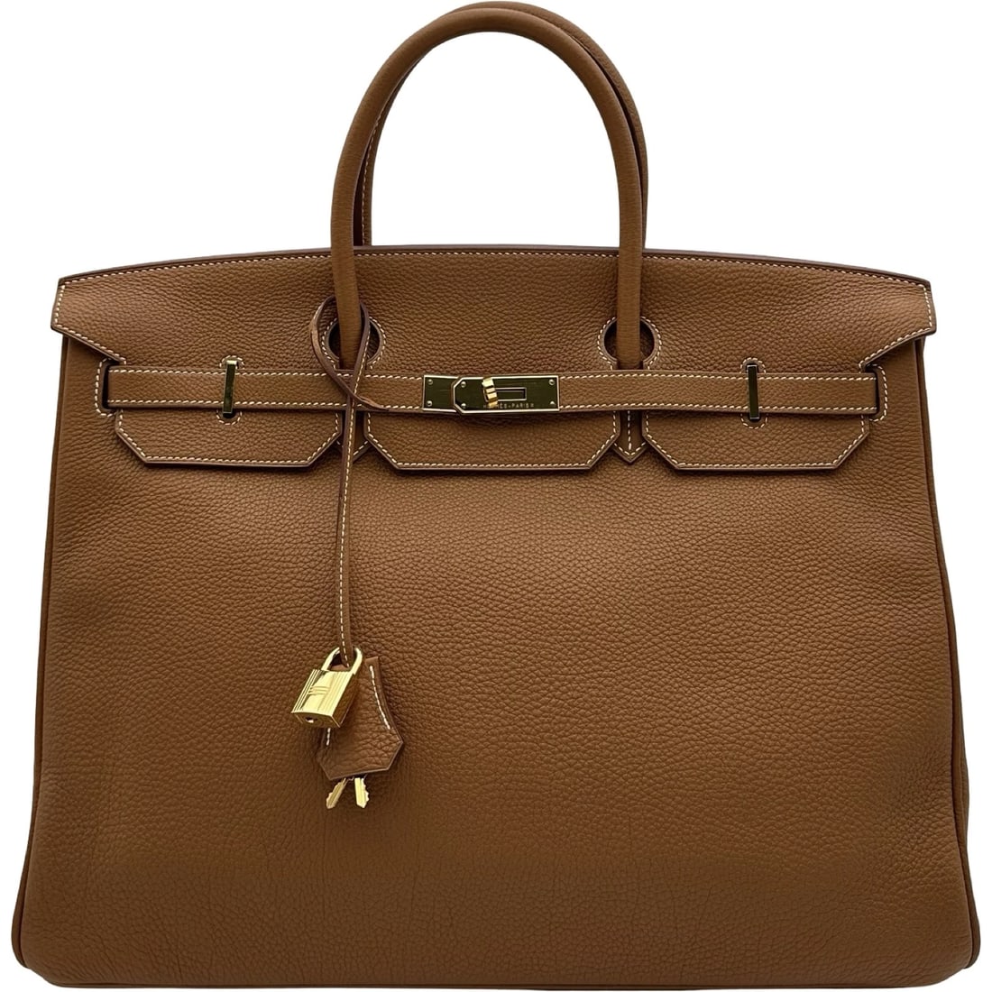 HERMES BIRKIN 40 HANDBAG: HERMES Birkin 40 Handbag Brand: HERMES Type: Handbag Material: Togo Color: Gold Gold Hardware Size: W39cm x H32cmx D19cm W15.4 x H12.6x D7.5inch Accessories: None Accessories Notice: When