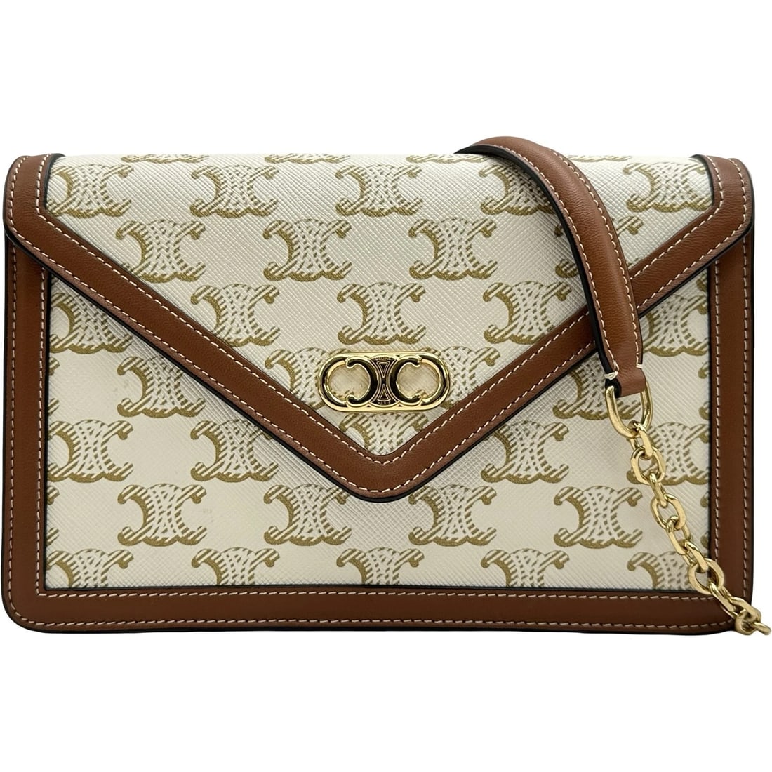 CELINE CHAIN WALLET MARGO SHOULDER BAG: CELINE Chain Wallet Margo Shoulder Bag Brand: CELINE Type: Shoulder Bag Material: Triomphe canvas Color: white Size: W19cm x H13cmx D4cm W7.5 x H5.1x D1.6inch Accessories: None Accessories