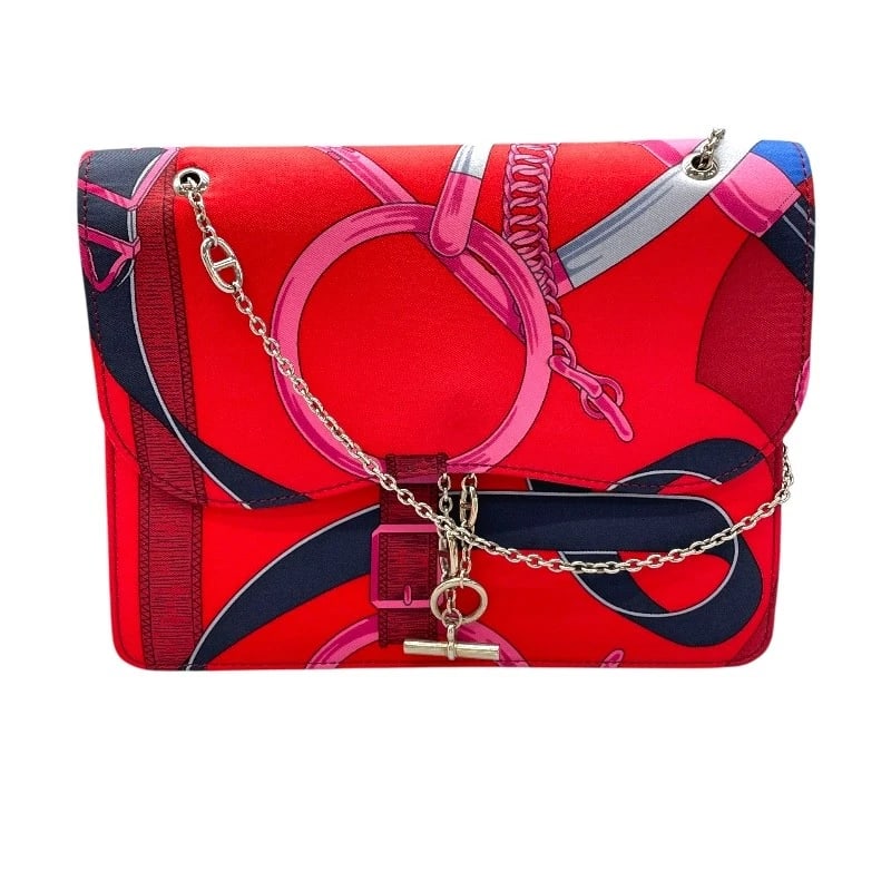 HERMES CHAINSHOULDER SHOULDER BAG: HERMES ChainShoulder Shoulder Bag Brand: HERMES Type: Shoulder Bag Material: silk Color: SilverHardware Size: W20cm x H16cmx D5cmW7.9 x H6.3x D2.0inch Accessories: None Accessories Notice: