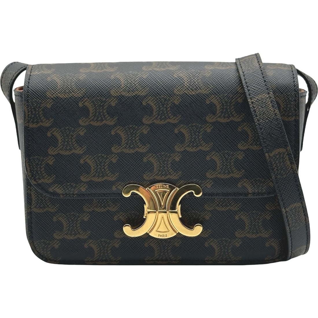 CELINE TRIOMPHE SHOULDER SMALL SHOULDER BAG: CELINE Triomphe Shoulder Small Shoulder Bag Brand: CELINE Type: Shoulder Bag Material: PVC Color: Tan Size: W16.5cm x H12.5cmx D5cm W6.5 x H4.9x D2.0inch Accessories: None Accessories Noti