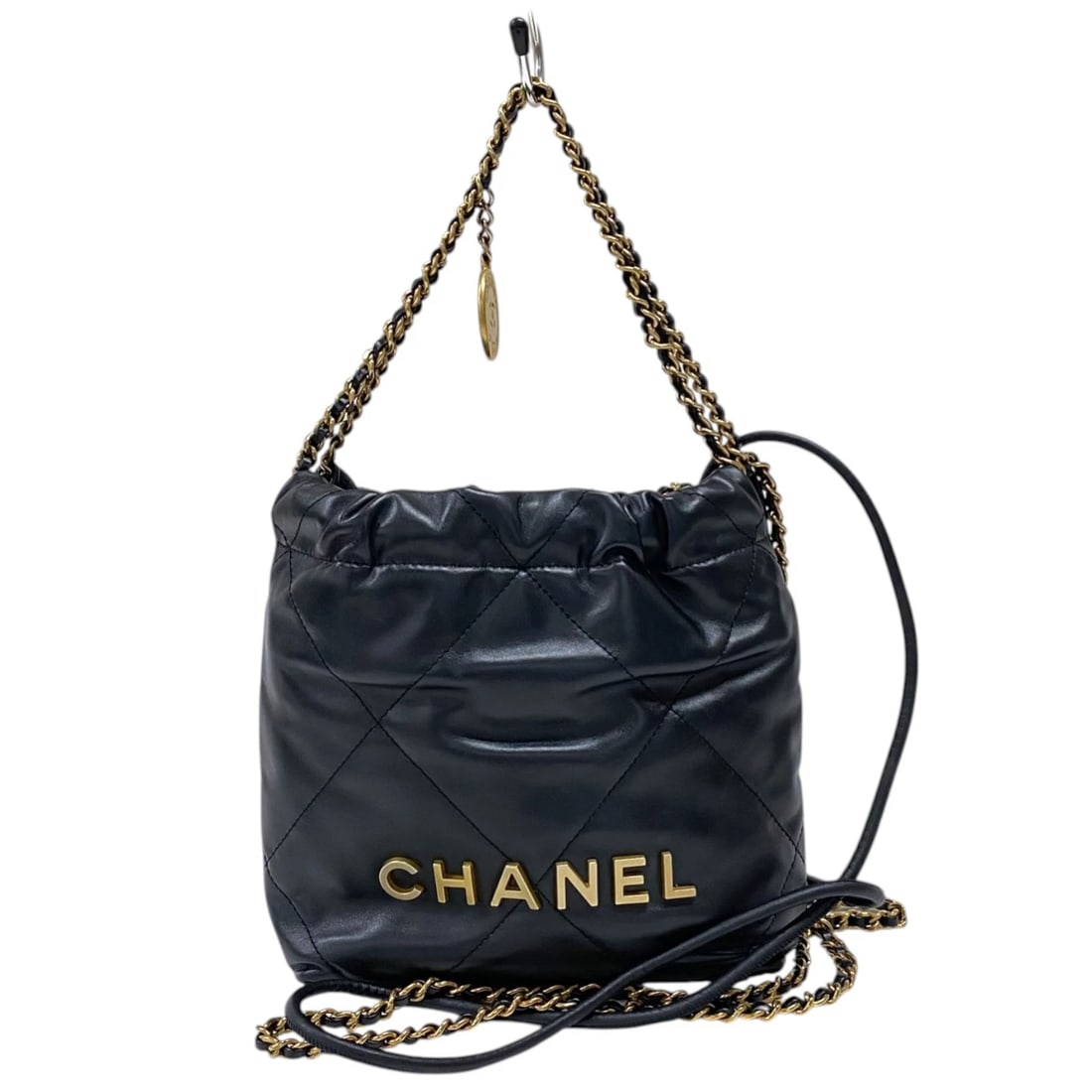 CHANEL CHANEL22 MINI BAG SHOULDER BAG: CHANEL CHANEL22 Mini Bag Shoulder Bag Brand: CHANEL Type: Shoulder Bag Material: shiny calf Color: Black Gold Hardware Size: W18cm x H19cmx D6cm SW7.1 x H7.5x D2.4inch Accessories: None Ac