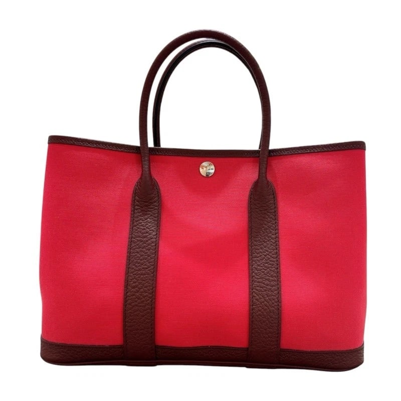 HERMES GARDEN PARTY TPM TOTE BAG: HERMES Garden party TPM Tote Bag Brand: HERMES Type: Tote Bag Material: Towar Color: Rose Extreme Bordeaux SilverHardware Size: W30cm x H21cmx D14cm W11.8 x H8.3x D5.5inch Accessories: None