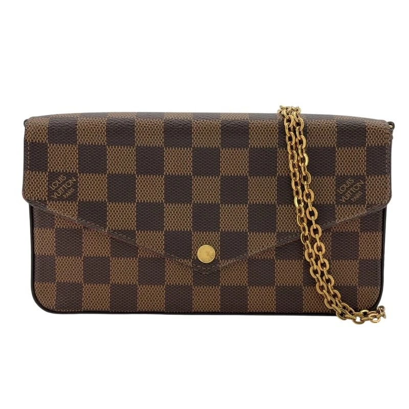 LOUIS VUITTON POCHETTE FELICE SHOULDER BAG: LOUIS VUITTON Pochette Felice Shoulder Bag Brand: LOUIS VUITTON Type: Shoulder Bag Material: Damier Ebene Color: Brown Size: W21cm x H11cmx D3cm W8.3 x H4.3x D1.2inch Accessories: None Acc