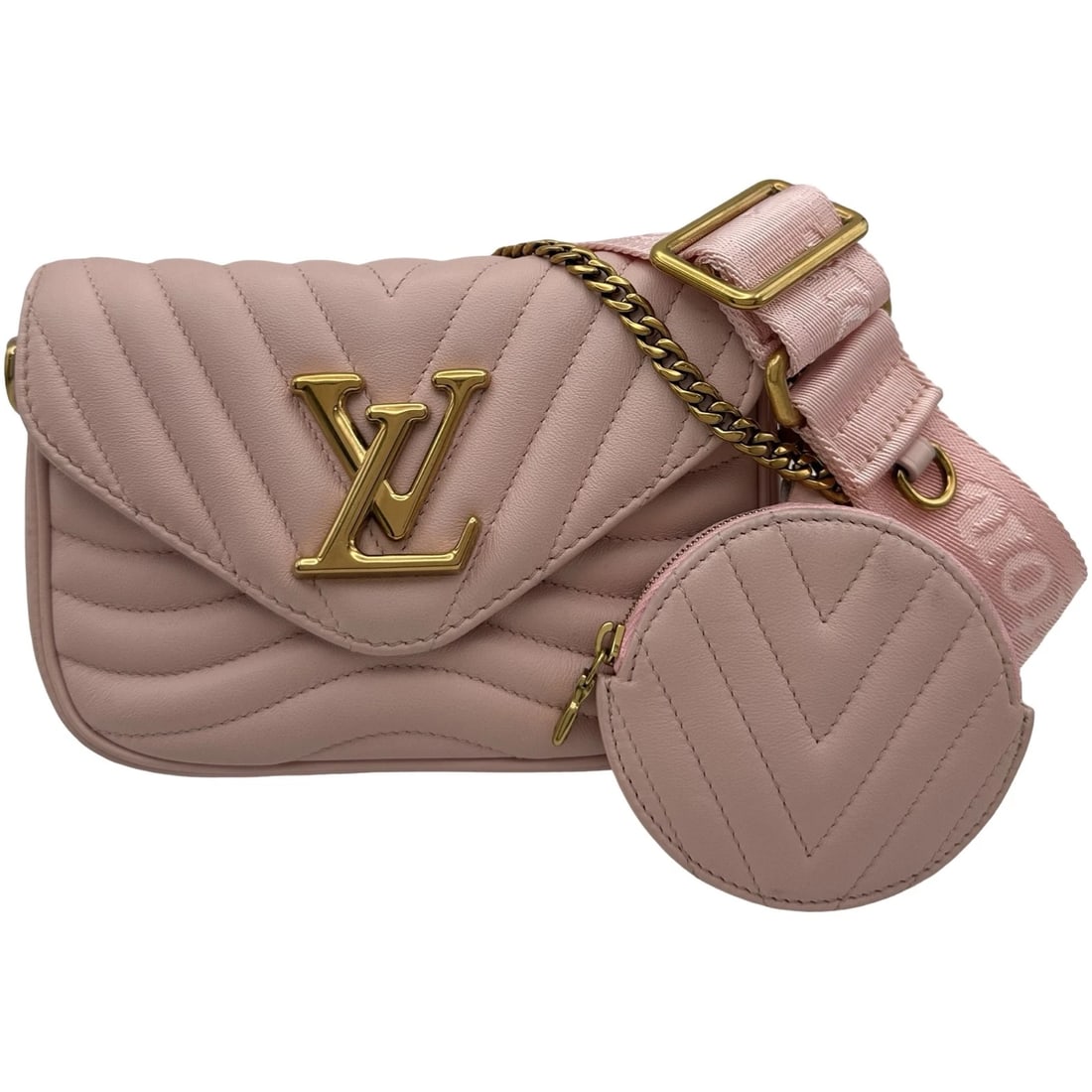 LOUIS VUITTON NEW WAVE MULTI-POUCH ACCESSORY SHOULDER BAG: LOUIS VUITTON New Wave Multi-Pouch Accessory Shoulder Bag Brand: LOUIS VUITTON Type: Shoulder Bag Material: leather Color: pink Size: W18cm x H12cmx D5cm W7.1 x H4.7x D2.0inch Accessories: None