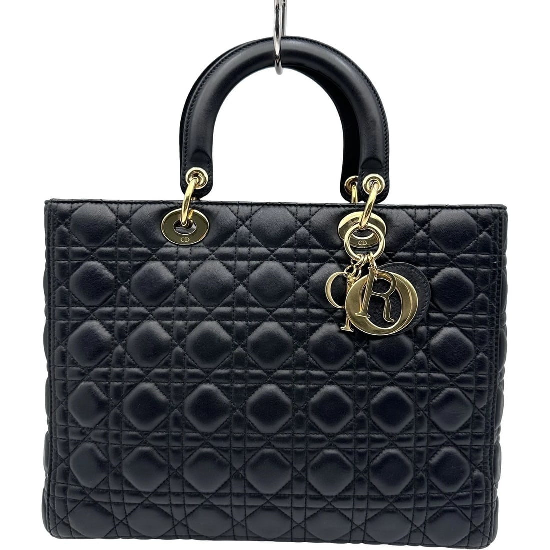 CHRISTIAN DIOR LADY DIOR LARGE HANDBAG: Christian Dior Lady Dior Large Handbag Brand: Christian Dior Type: Handbag Material: cannage/leather Color: black Size: W32cm x H25cmx D11cm W12.6 x H9.8x D4.3inch Accessories: None Access