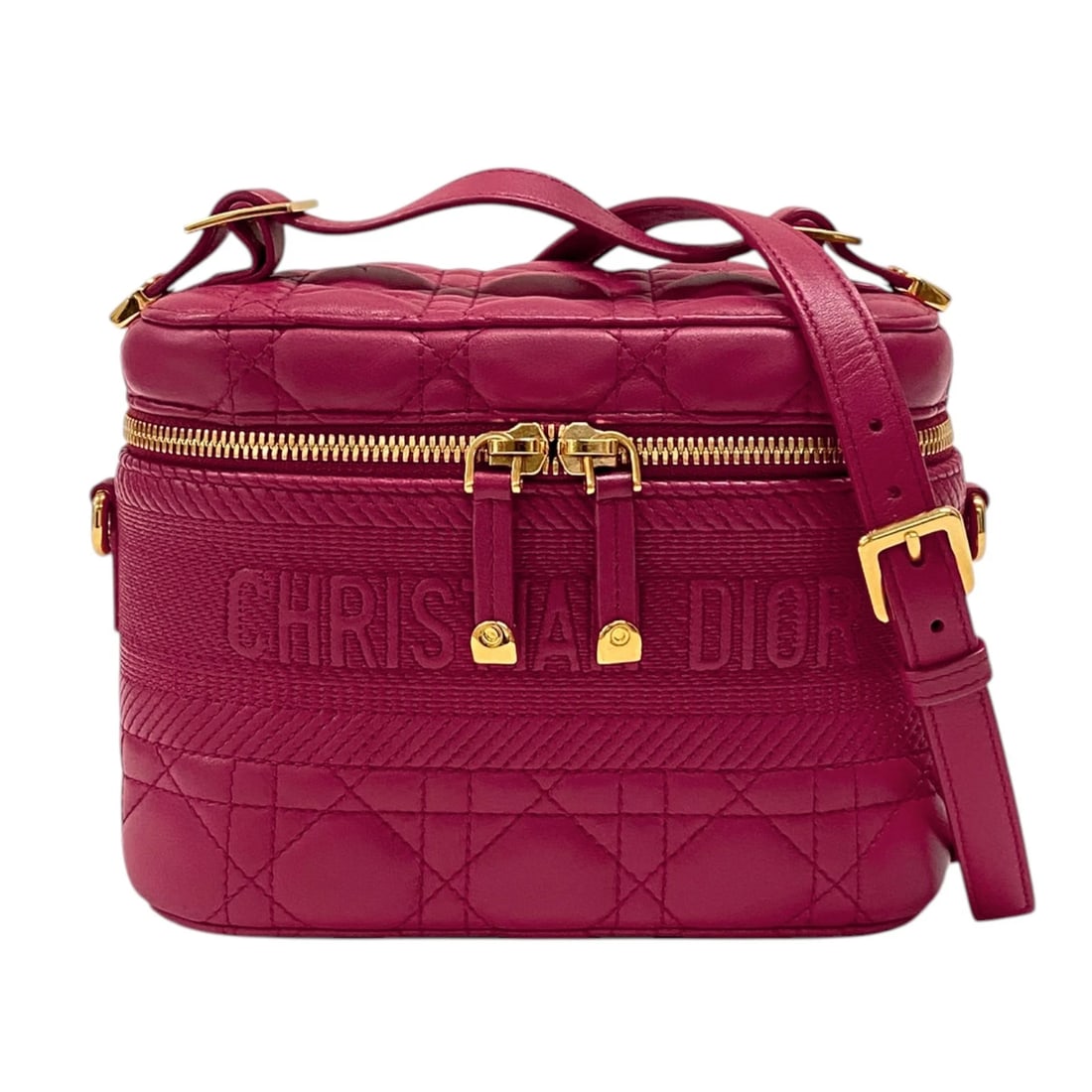CHRISTIAN DIOR SMALL VANITY BAG HANDBAG: Christian Dior small vanity bag Handbag Brand: Christian Dior Type: Handbag Material: cannage lambskin Color: Red Size: W18.5cm x H13.5cmx D10cm W7.3 x H5.3x D3.9inch Accessories: None Acc