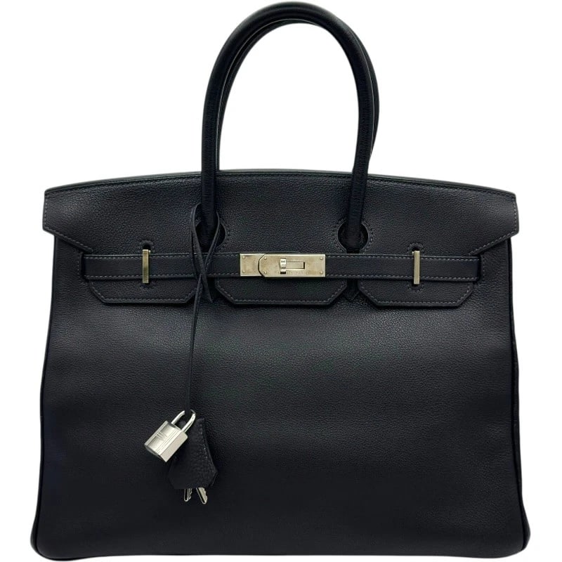 HERMES BIRKIN HANDBAG: HERMES Birkin Handbag Brand: HERMES Type: Handbag Material: Togo Color: Blue Indigo SilverHardware Size: W34cm x H27.5cmx D17.5cm W13.4 x H10.8x D6.9inch Accessories: None Accessories Noti