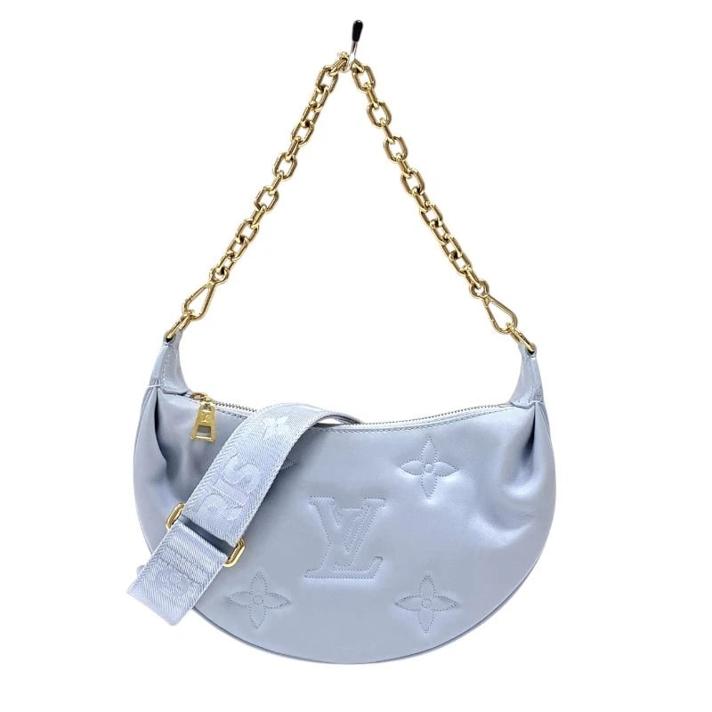 LOUIS VUITTON OVER THE MOON SHOULDER BAG: LOUIS VUITTON over the moon Shoulder Bag Brand: LOUIS VUITTON Type: Shoulder Bag Material: leather Color: Blue Glacier Gold Hardware Size: W27cm x H15cmx D6.5cm W10.6 x H5.9x D2.6inch Accessories: