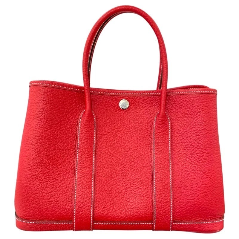 HERMES GARDEN PARTY TPM HANDBAG: HERMES Garden party TPM Handbag Brand: HERMES Type: Handbag Material: Country Color: Rouge Kazak Size: W30cm x H20.5cmx D15cm W11.8 x H8.1x D5.9inch Accessories: None Accessories Notice: W